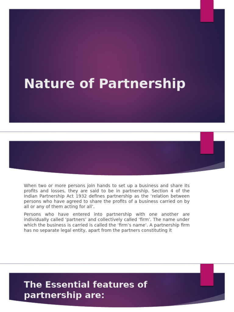 Nature Of Partnership Pdf Partnership Legal Liability