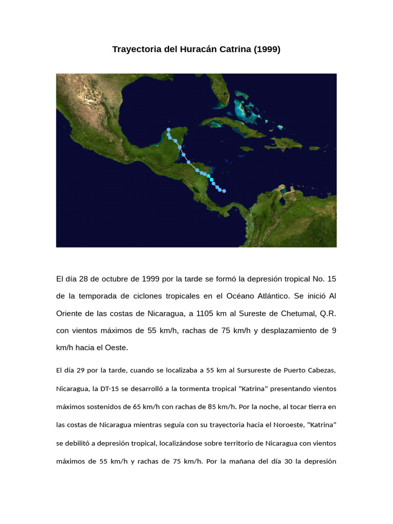 Trayectoria Del Huracán Katrina | PDF | Huracan Katrina | Ciclones ...