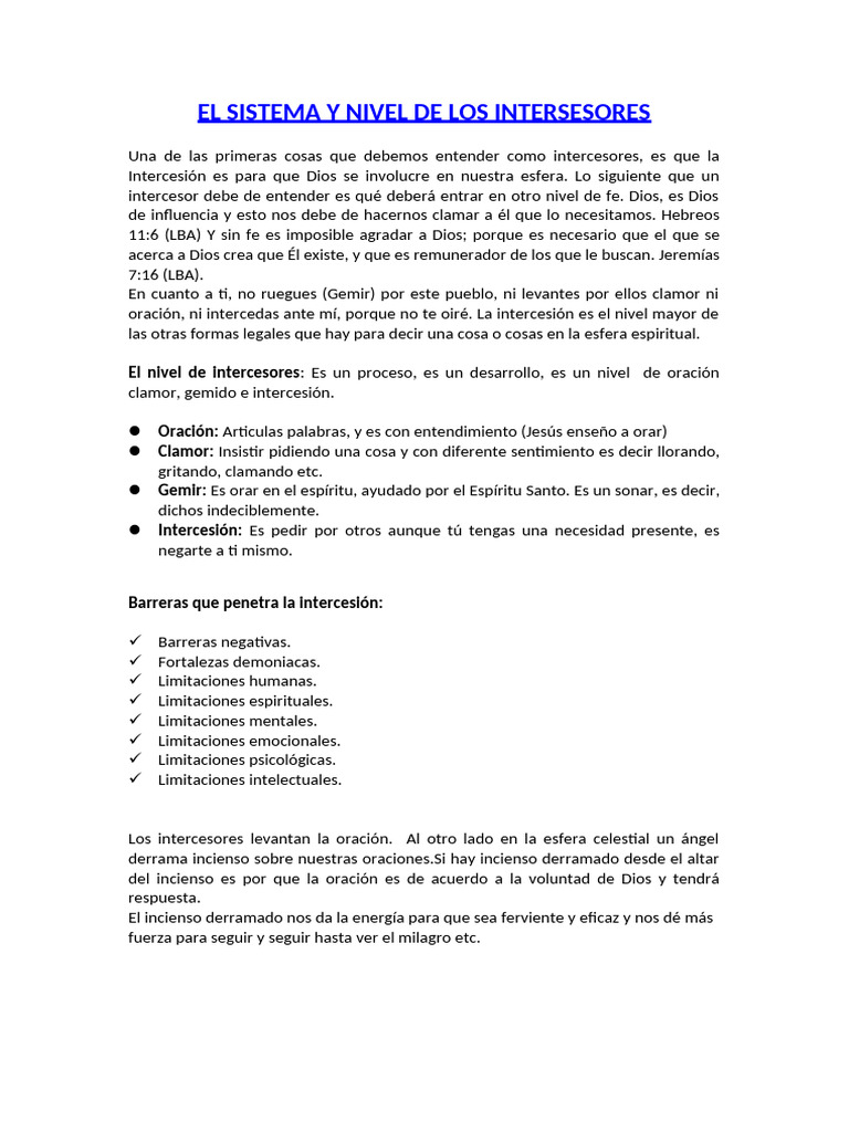 Sistema y Niveles de Intercesores | PDF | Intercesión | Oración