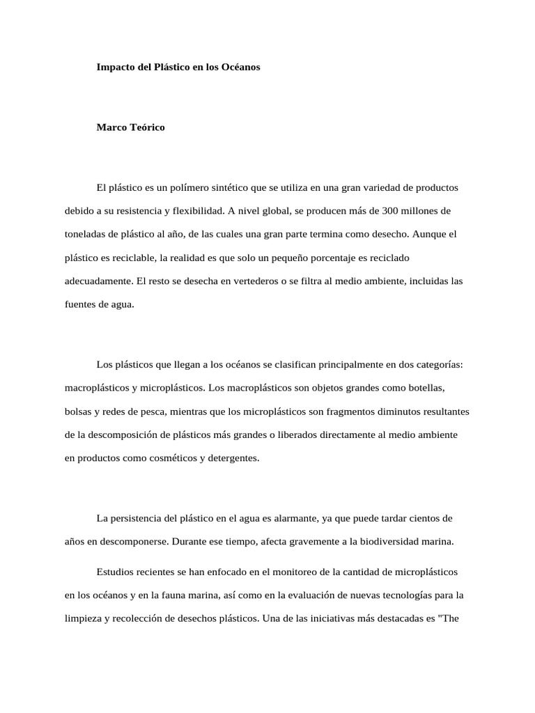 Efectos del Plástico en los Océanos | PDF | El plastico | Residuos