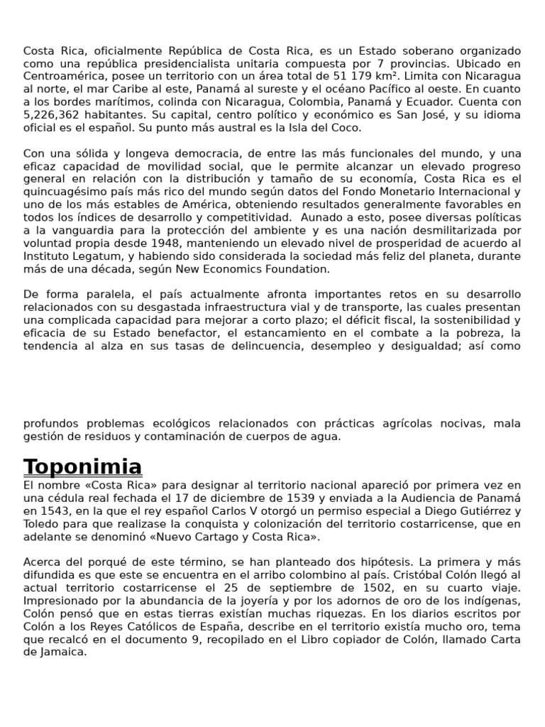 Información sobre Costa Rica | PDF | Costa Rica