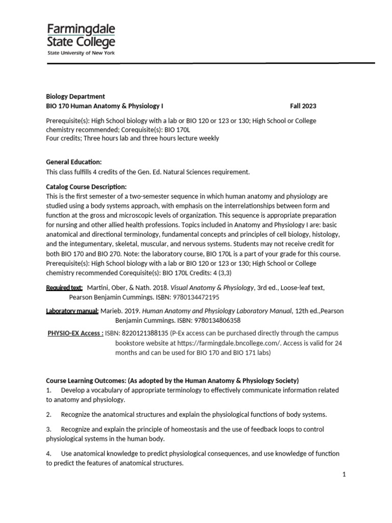 BIO 170 Syllabus FA 23 | PDF | Academic Integrity | Mental Health