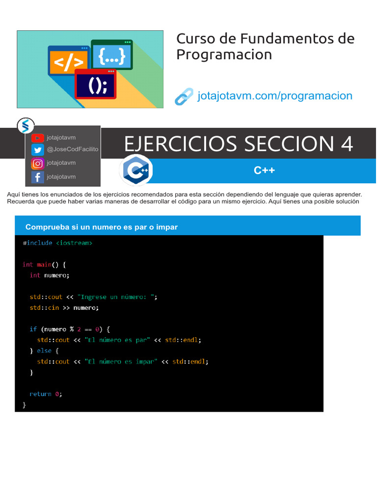 Ejercicios de Programación en C++ | PDF | Lenguaje de programación ...