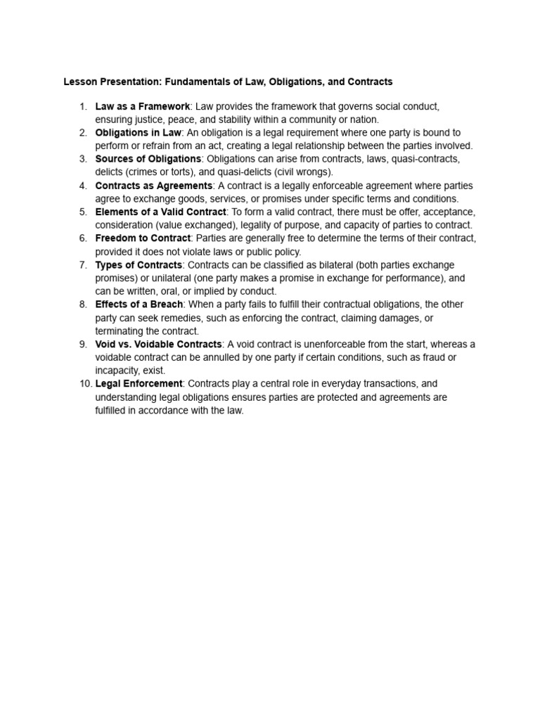Law On Obligations and Contracts Lesson No. 2 | PDF