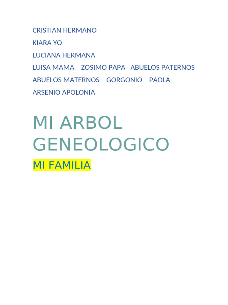Mi Arbol Geneologico | PDF
