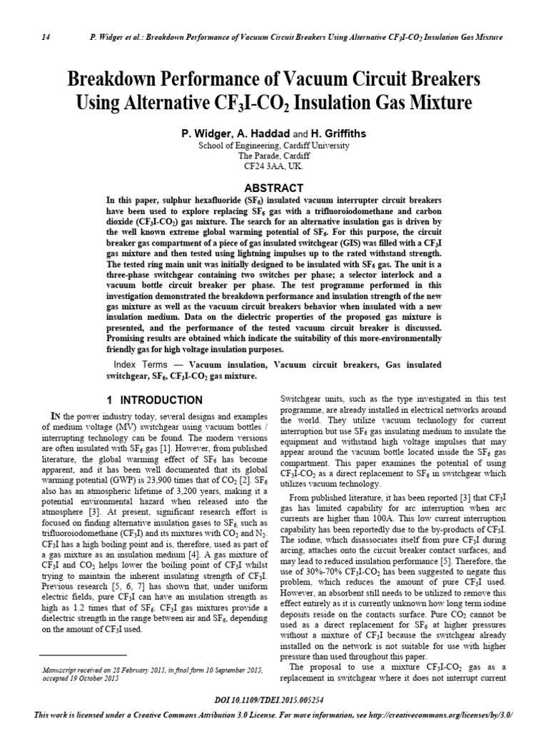 Breakdown Performance of Vacuum Circuit Breakers U | PDF | Insulator ...