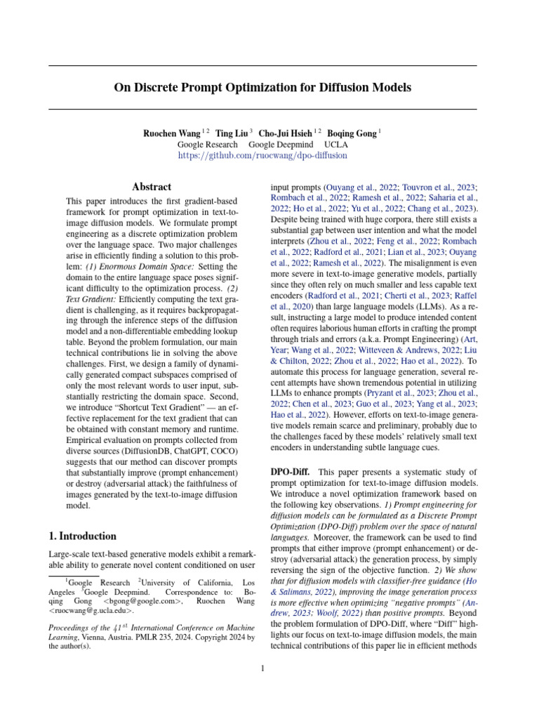 On Discrete Prompt Optimization or Di Usion Models | PDF | Applied ...