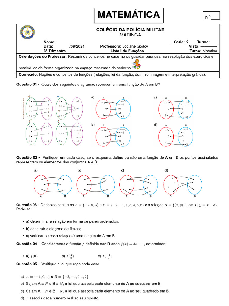 Funcoes 2serie | PDF | Função (Matemática) | Domínio de denominação de ...