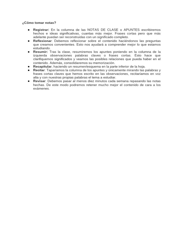 Tomar Notas | PDF