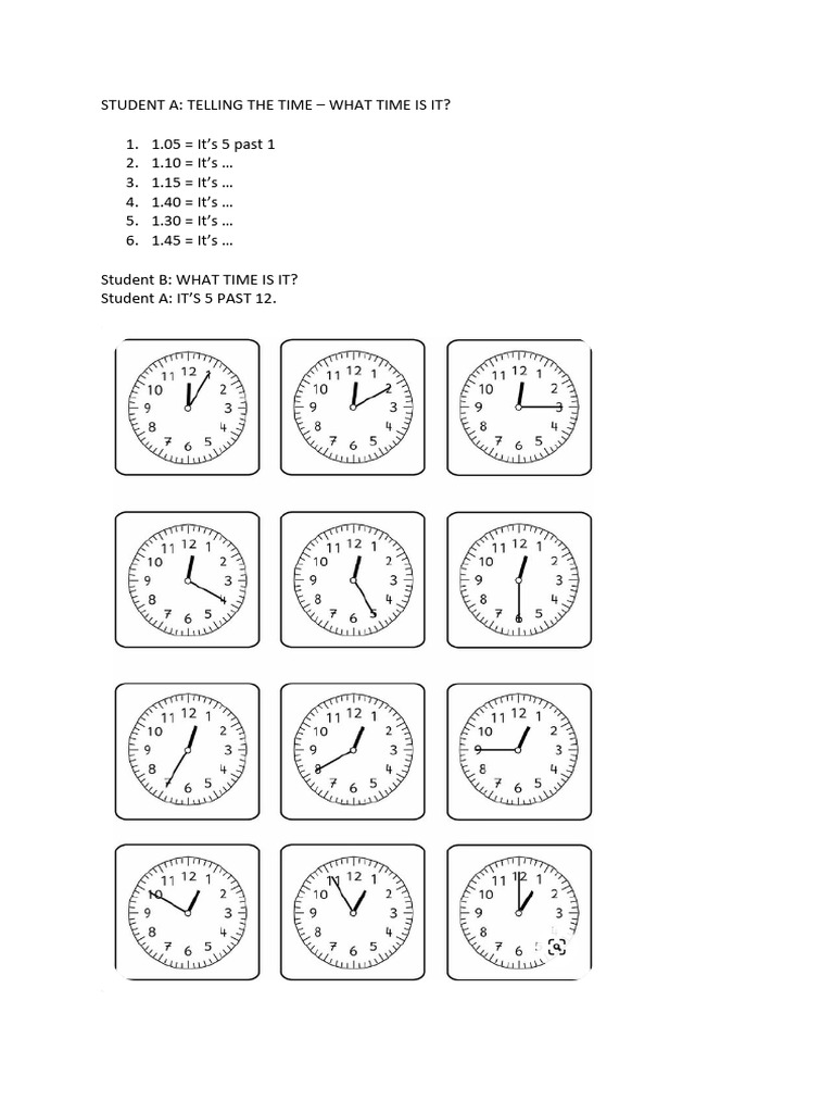 How to Tell Time: Student Dialogue | PDF
