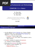 Programming Fundamentals and Methodology COMP104: C++ Basics