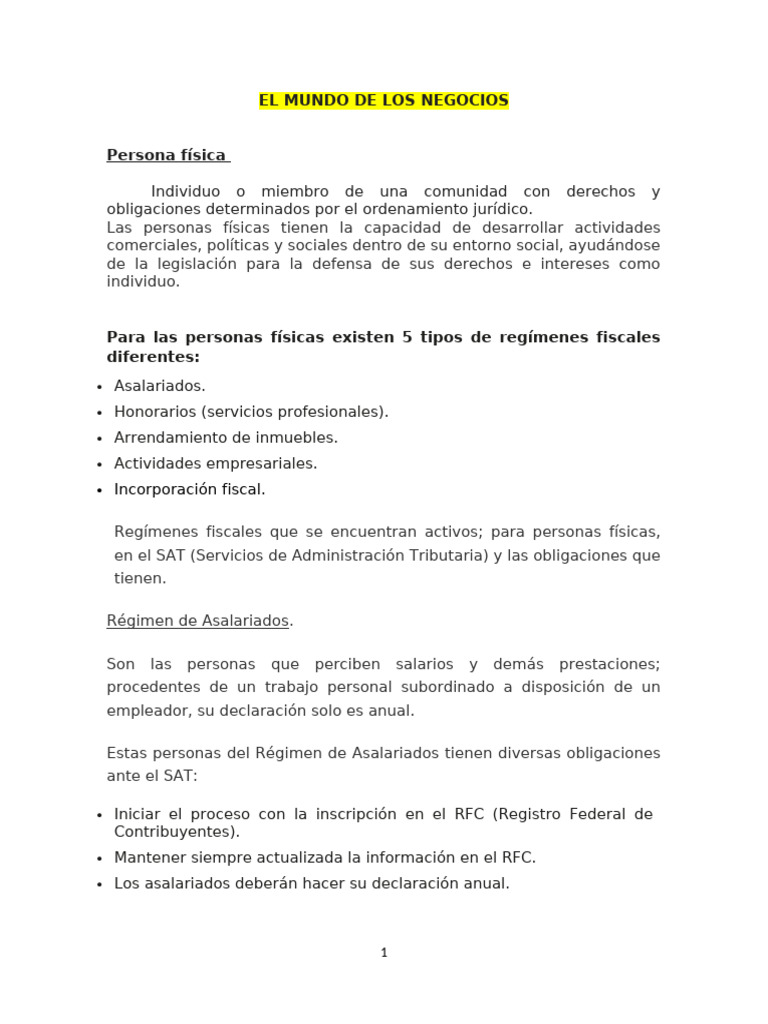 Regímenes Fiscales para Personas Físicas y Morales | PDF | Business ...