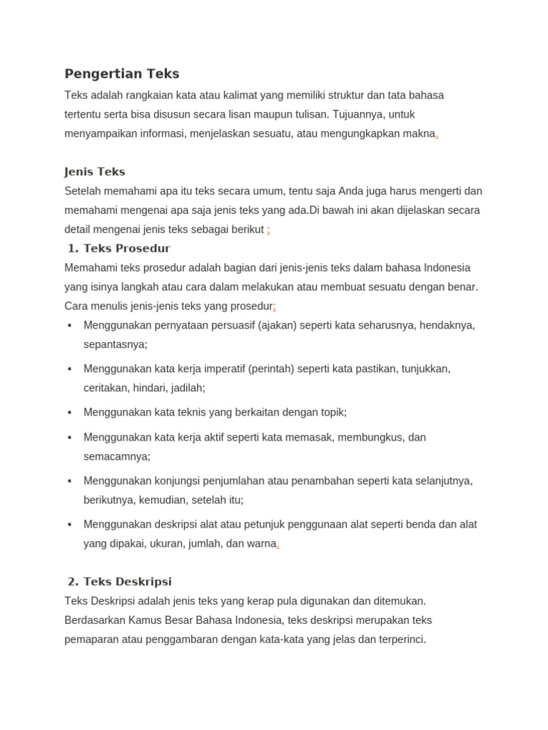 Pengertian dan Jenis-Jenis Teks | PDF