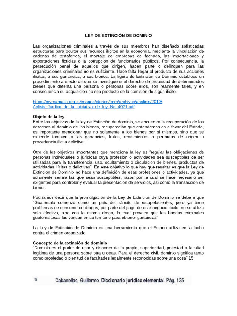 Ley de Extinción de Dominio en Guatemala | PDF | Propiedad | Bienes