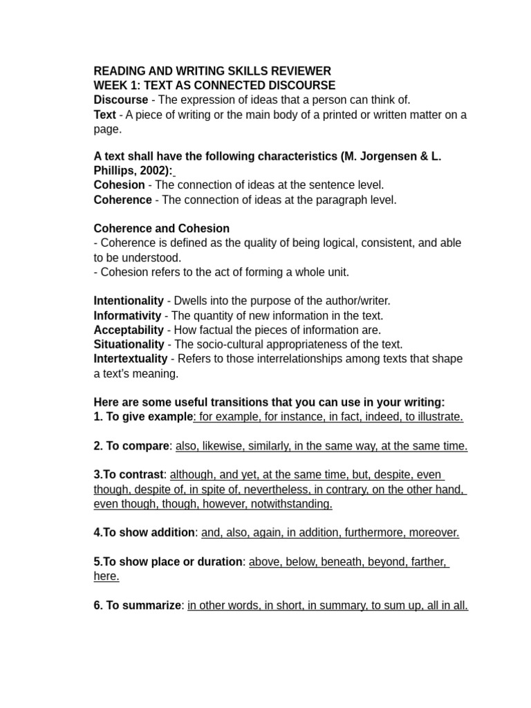 Reading And Writing Skills Reviewer Quarter 3 Pdf Grammatical