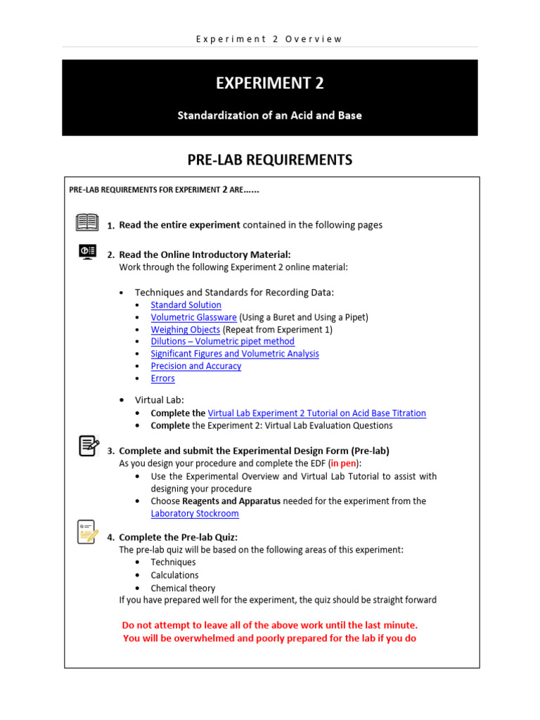 Experiment+2+Overview+2024 | PDF | Titration | Chemistry