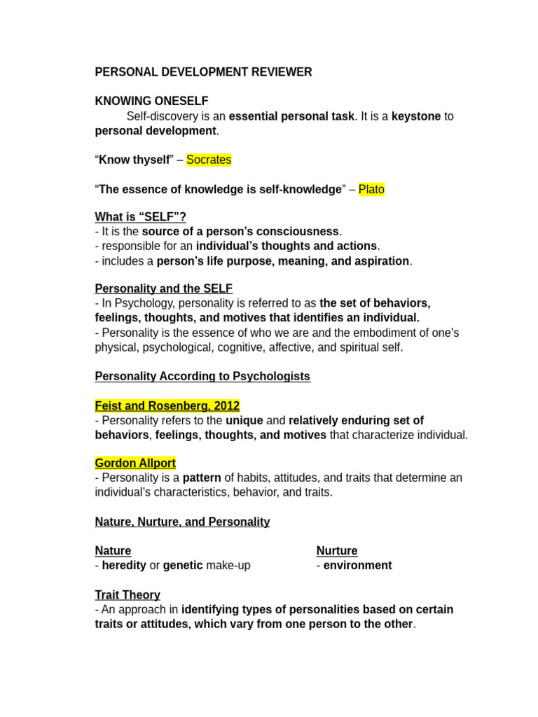 Personal Development Reviewer Quarter 3 | PDF | Stress (Biology) | Holism