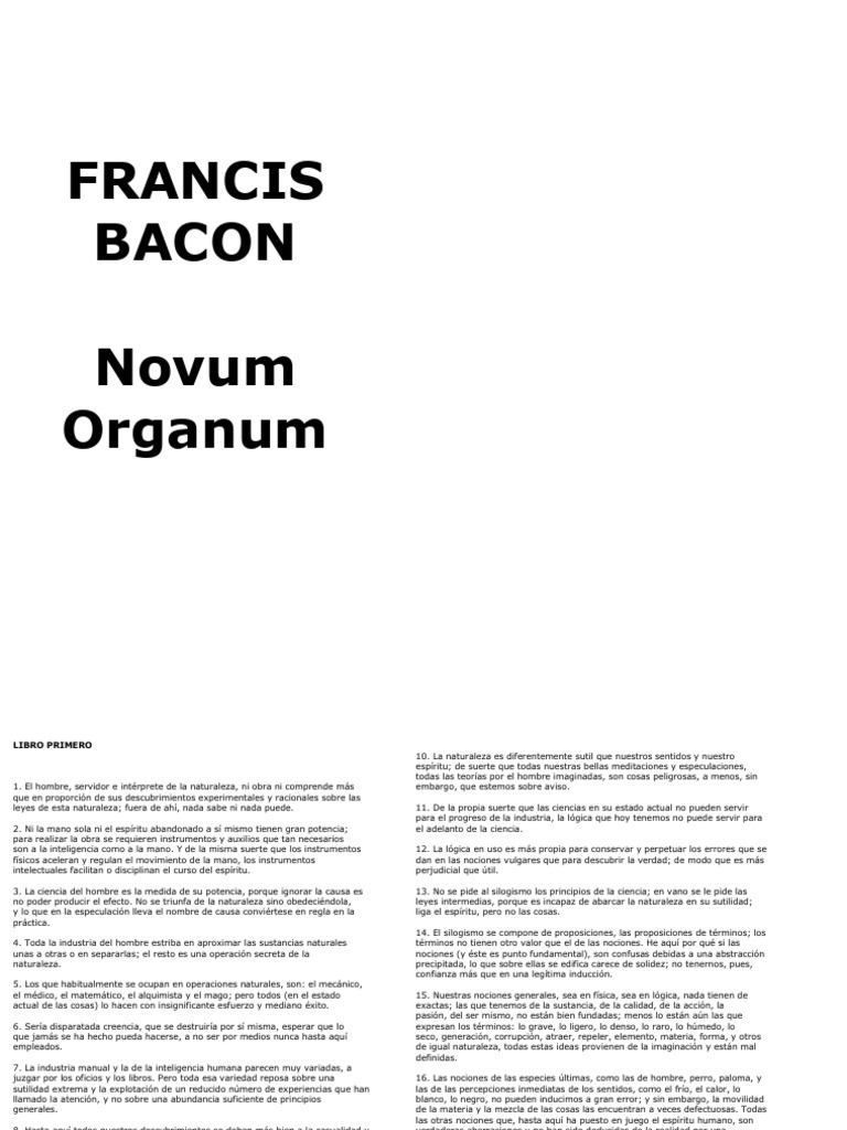 Bacon Francis NOVUM ORGANUM en Castellan | PDF | Francis Bacon | Empiricism