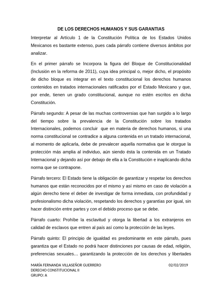 De Los Derechos Humanos y Sus Garantias | PDF