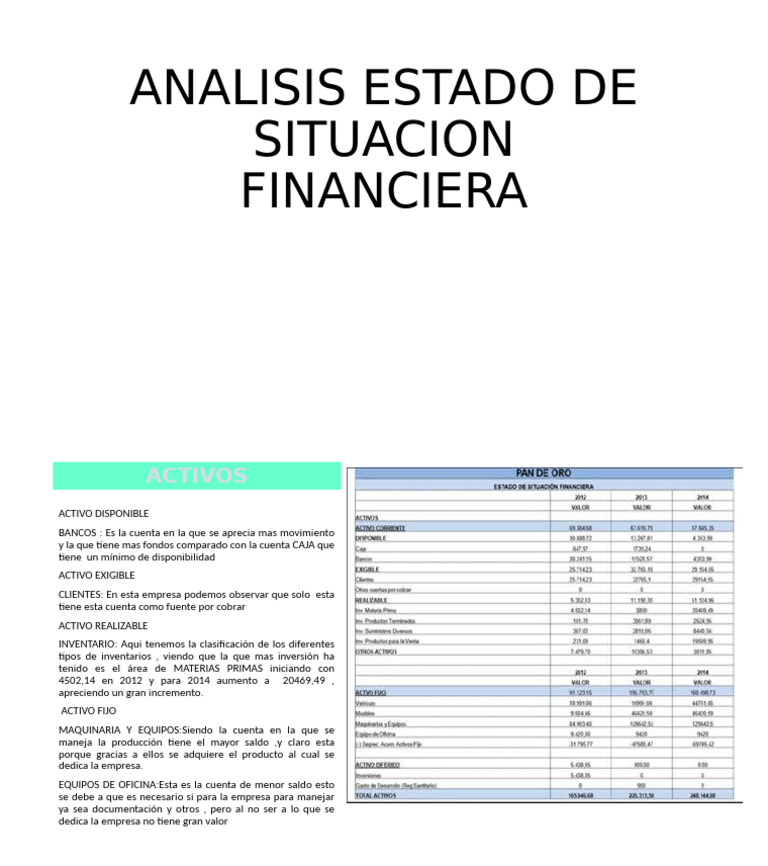 ANALISIS ESTADO DE SITUACION FINANCIERA | PDF