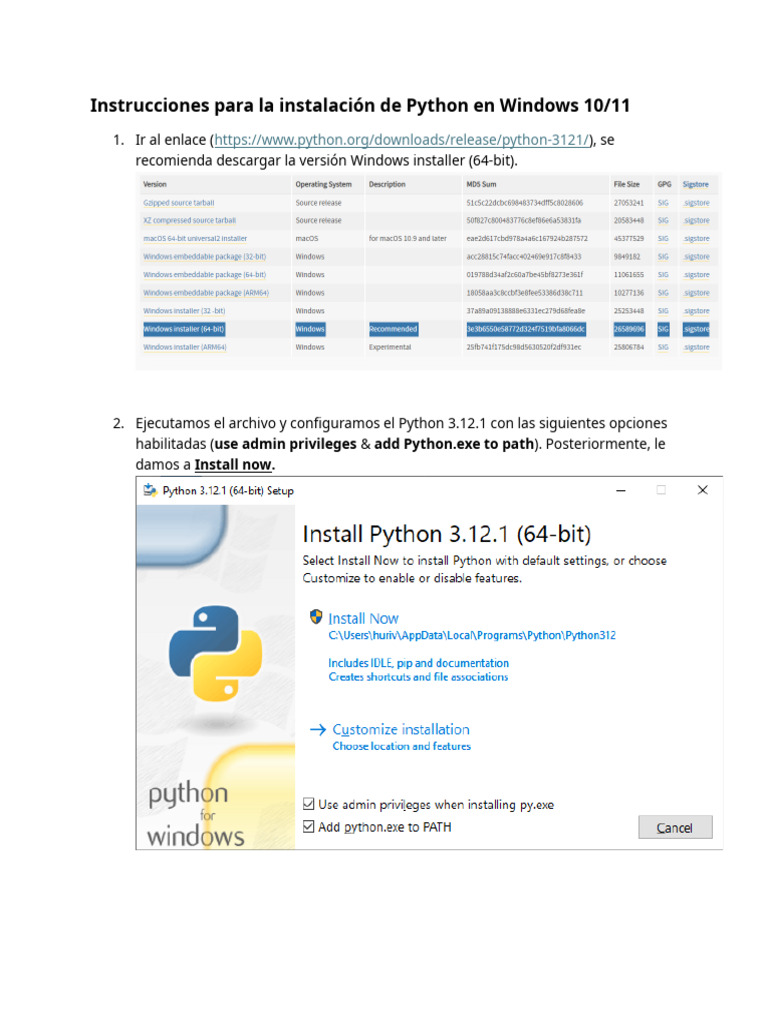 Instrucciones para La Instalación de Python en Windows - Python | PDF ...