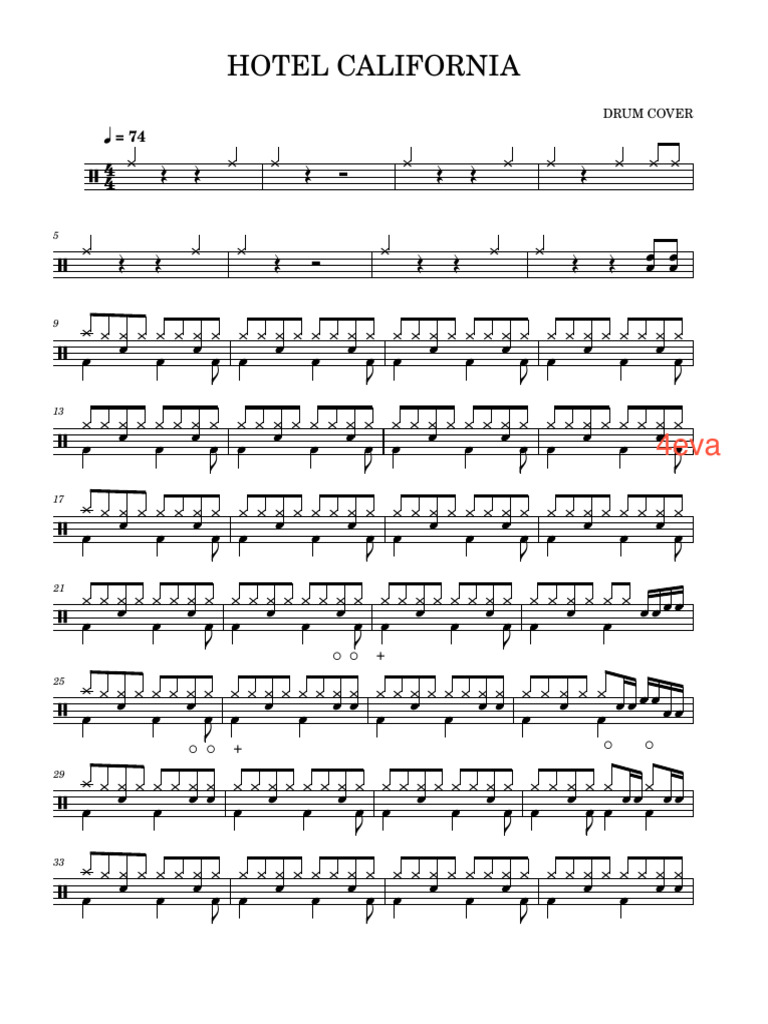 Drum Cover of Hotel California | PDF