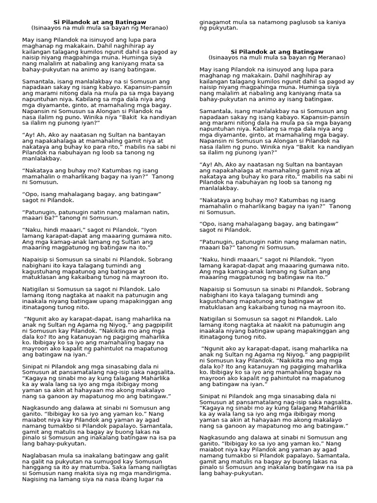 Si Pilandok at Ang Batingaw | PDF