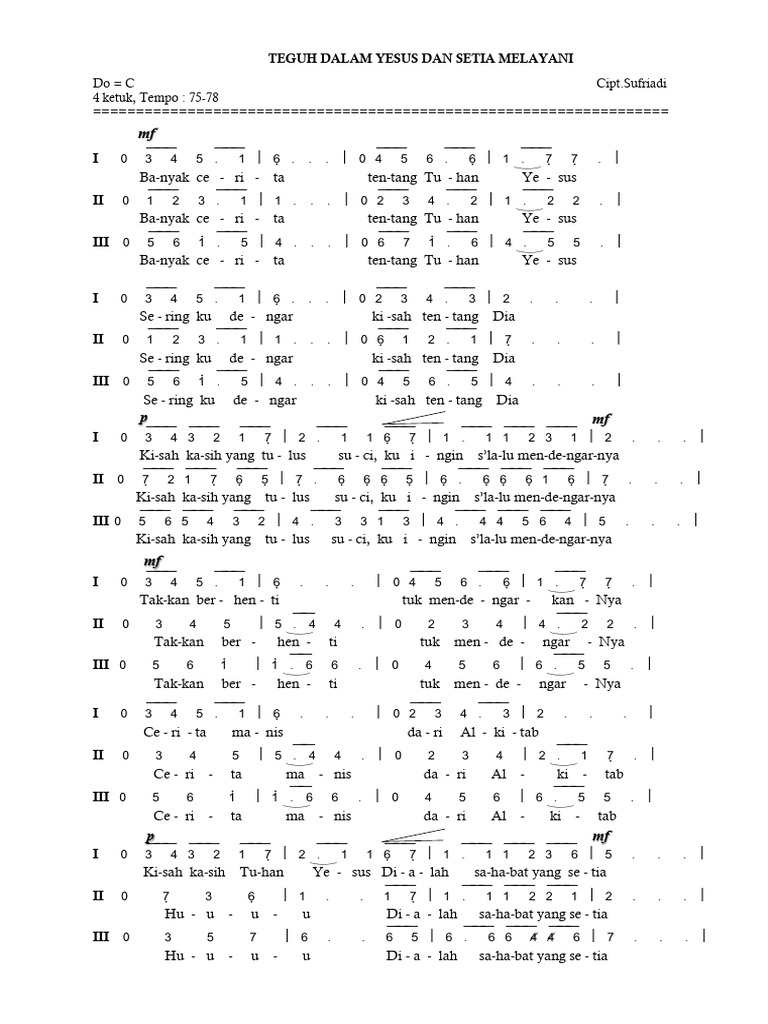 Lagu Wajib Teguh Dalam Yesus Setia Melayani Pdf