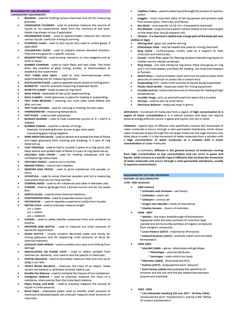 Essential Biochemistry Lab Equipment Guide | PDF | Carbohydrates | Cancer