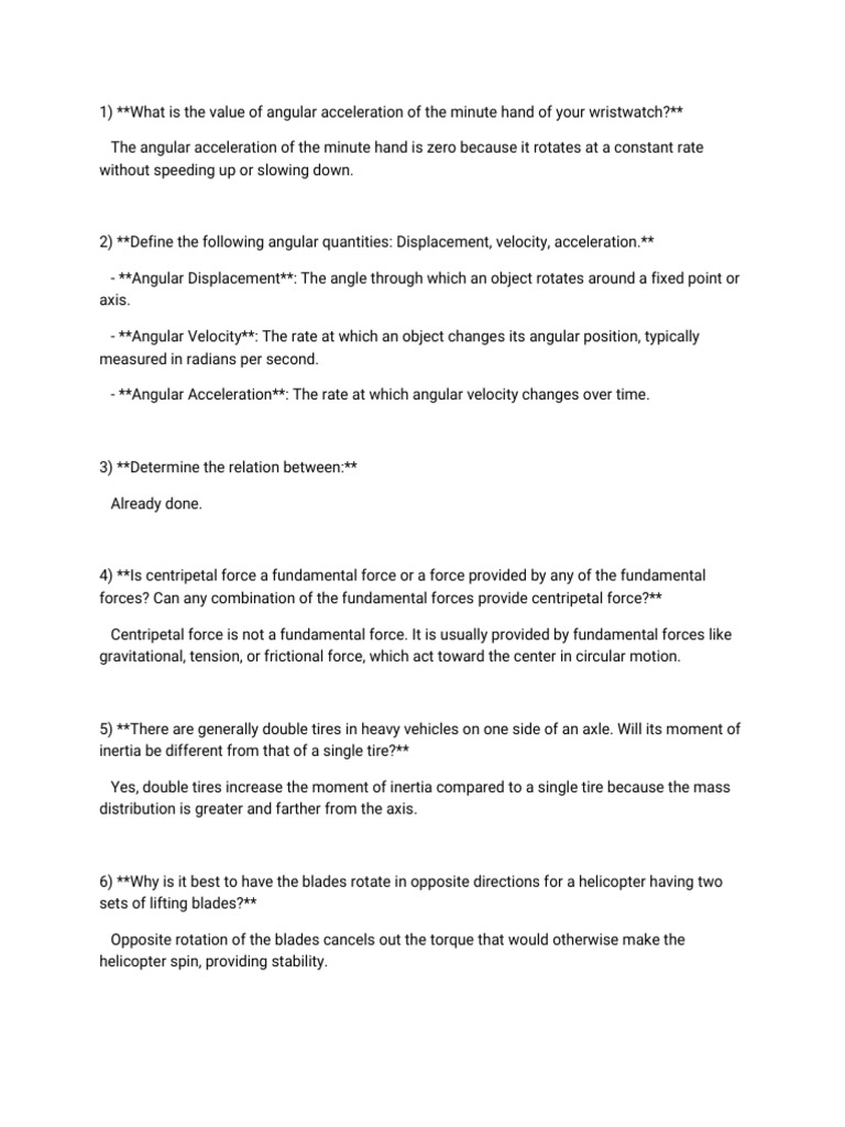 Chapter #4 Exercise Questions | PDF | Rotation Around A Fixed Axis | Force