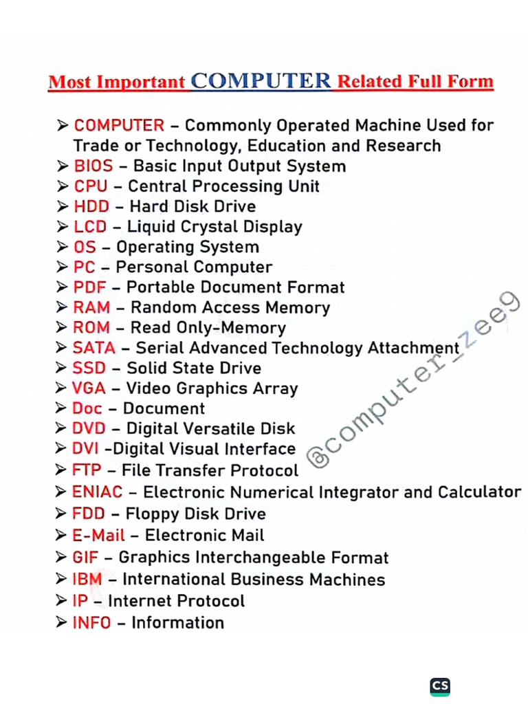 COMPUTER Related Full Forms | PDF
