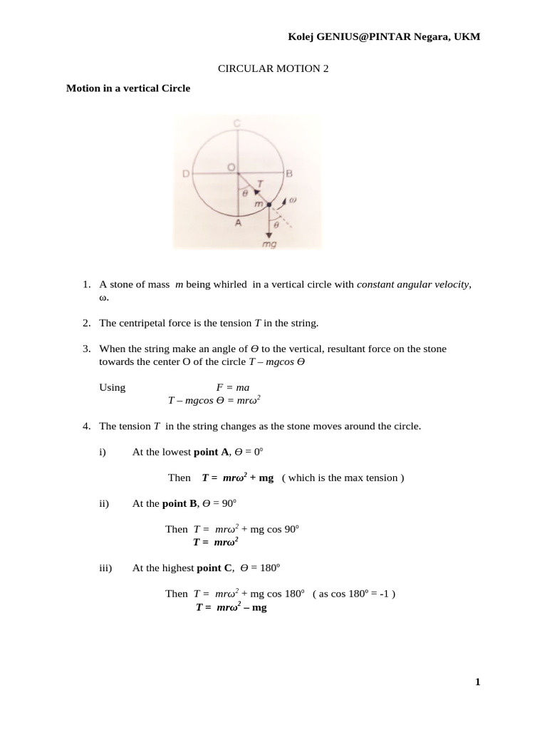Vertical Circular Motion Explained | PDF | Science & Mathematics