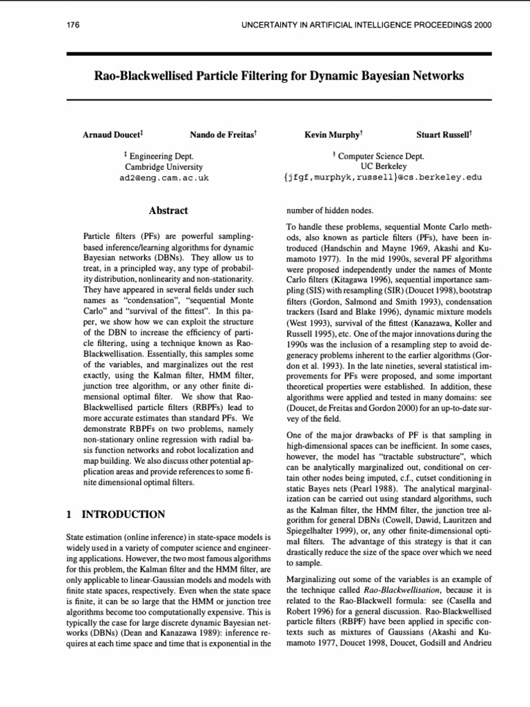 Rao-Blackwellised Particle Filtering | PDF | Statistical Theory ...