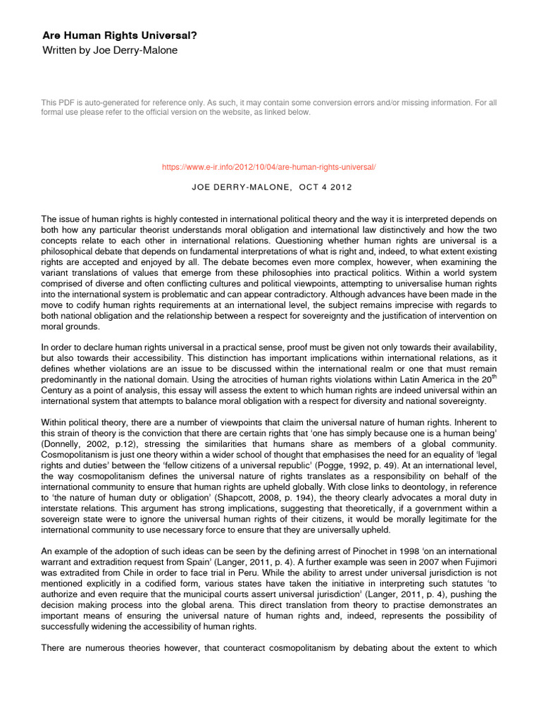 Are Human Rights Truly Universal? | PDF | Human Rights | State (Polity)