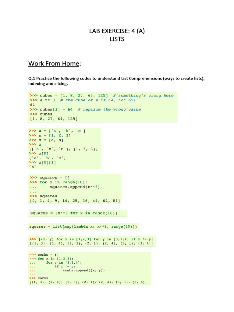 Labassignment 4a Lists Pdf