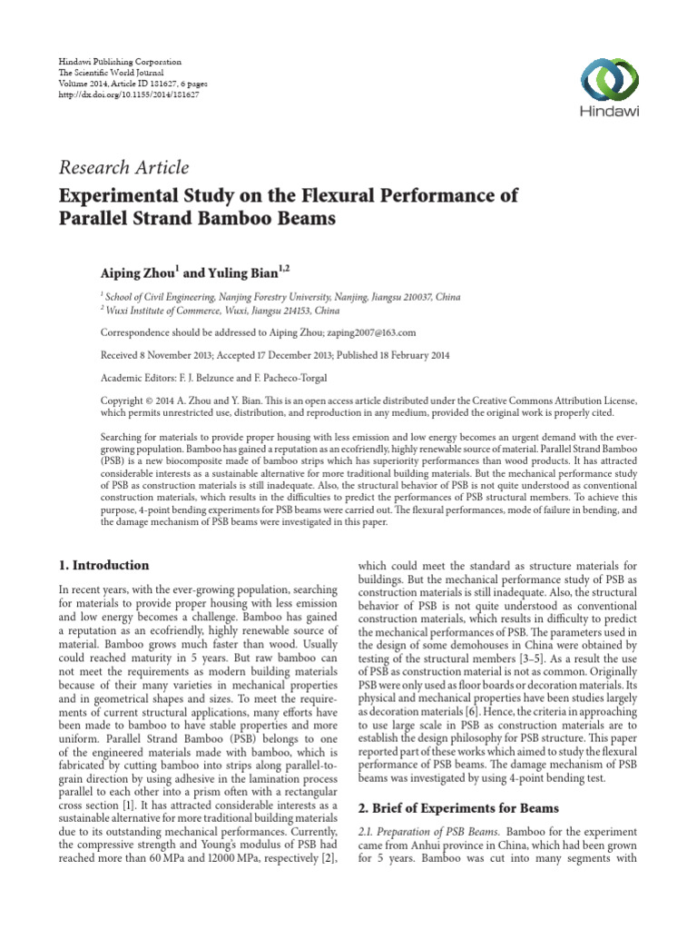 The Scientific World Journal - 2014 - Zhou - Experimental Study On The ...