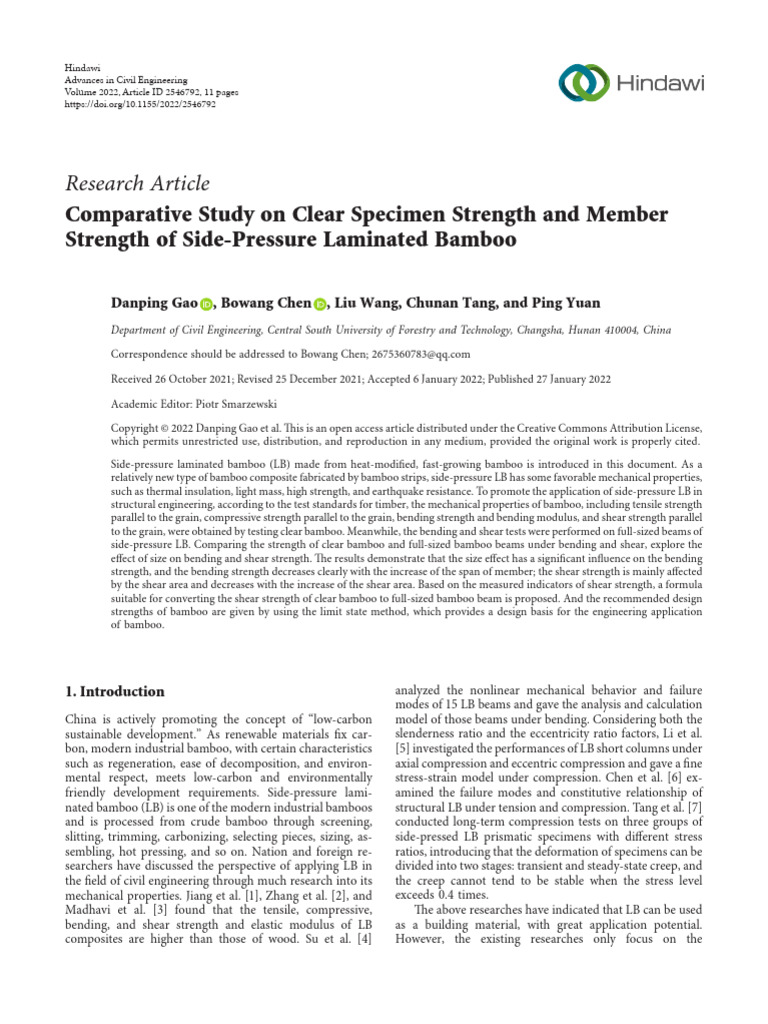 Advances in Civil Engineering - 2022 - Gao - Comparative Study On Clear ...