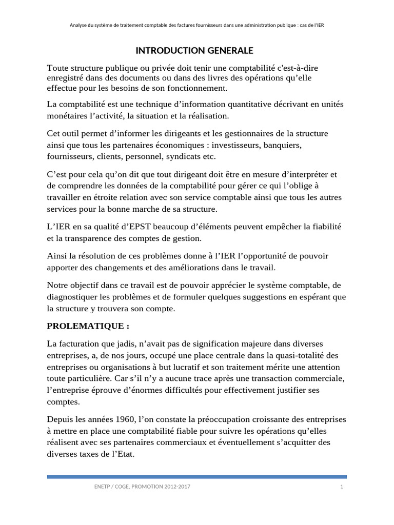 Amélioration de la facturation à l'IER | PDF | Comptabilité | Facture
