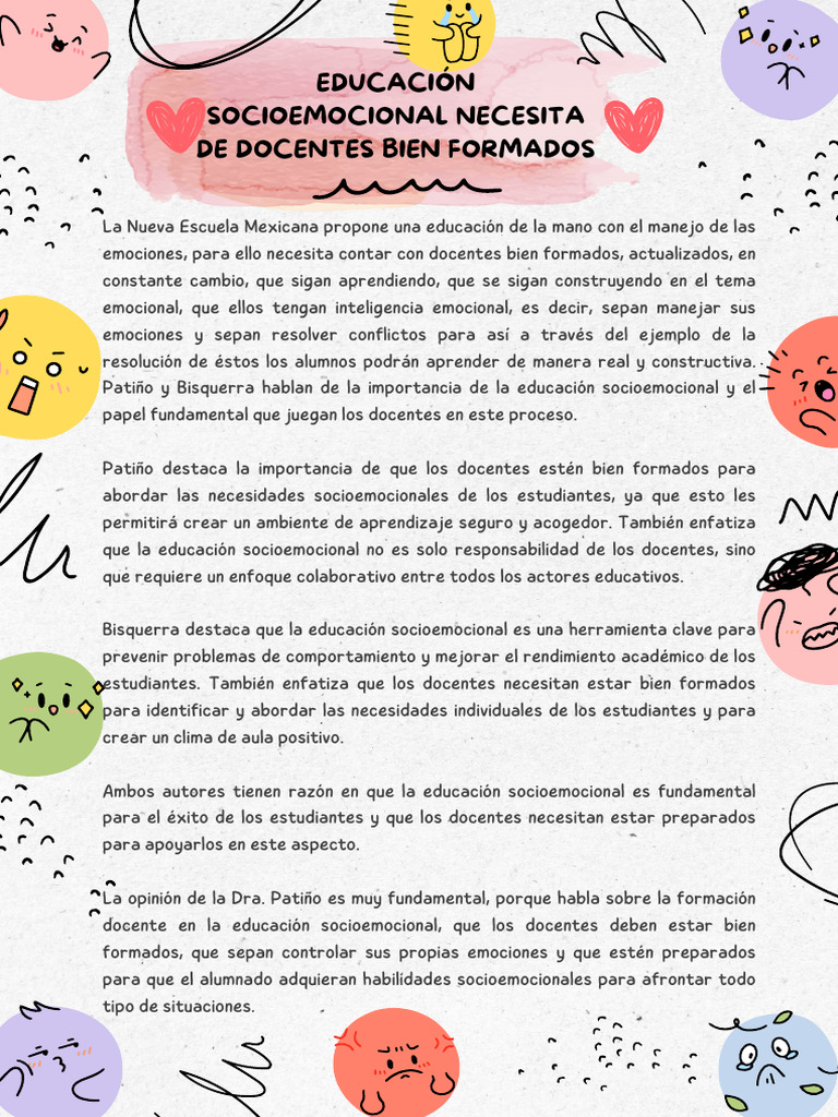Formación Docente en Educación Socioemocional | PDF | Enseñando | Las ...