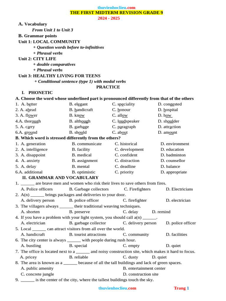 Grade 9 Midterm Revision Guide | PDF | Traffic Congestion | Traffic