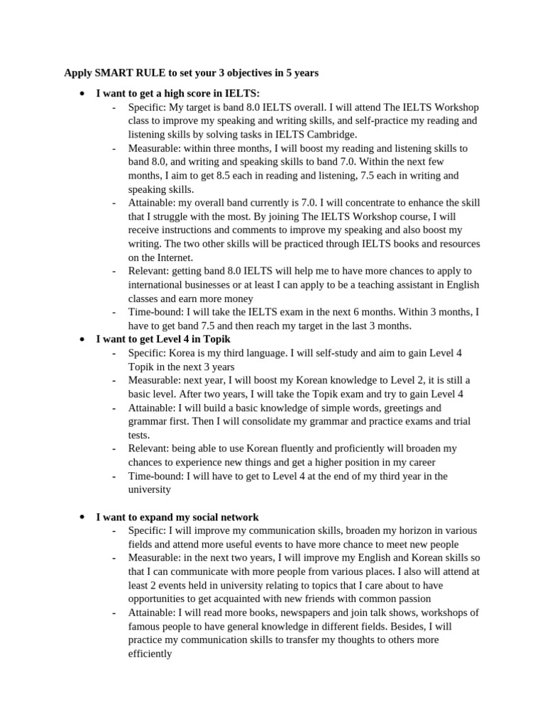 Setting SMART Goals for Personal Growth | PDF | International English ...