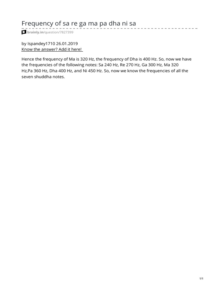 Frequencies of Sa Re Ga Ma Notes | PDF