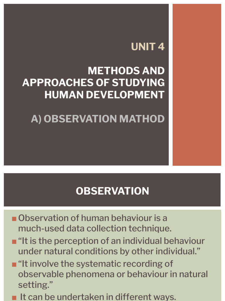 Observation Methods in Human Research | PDF | Observation | Methodology