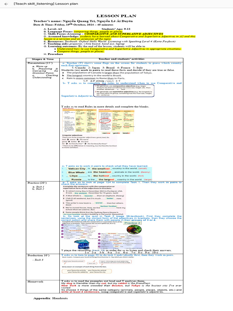 Teach Skill Listening Lesson Plan Pdf Adjective Cognitive Science