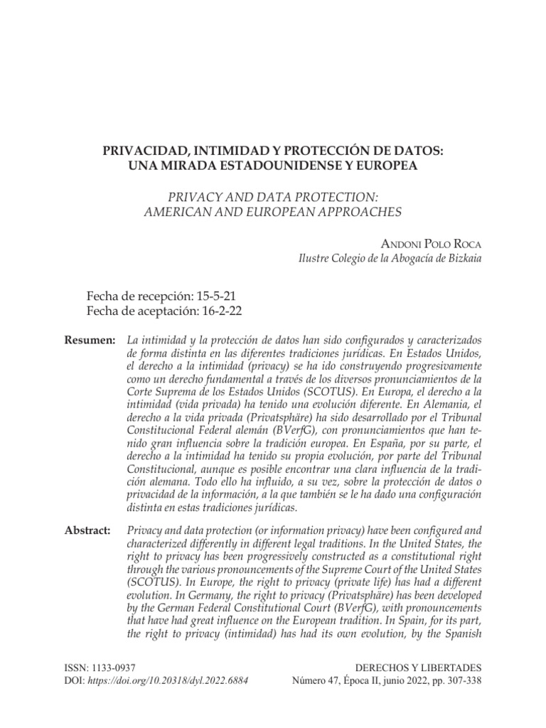 6884-Texto Del Artículo-12269-1-10-20220624 | PDF | Privacidad | Roe V ...