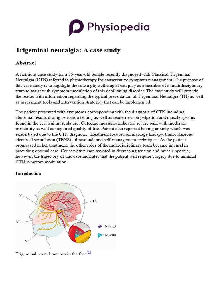 Physiotherapy in Trigeminal Neuralgia Case | PDF | Pain | Physical Therapy