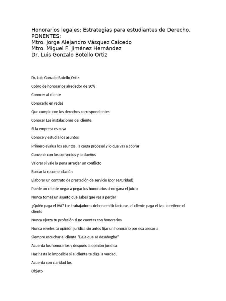 Honorarios legales | PDF | Abogado