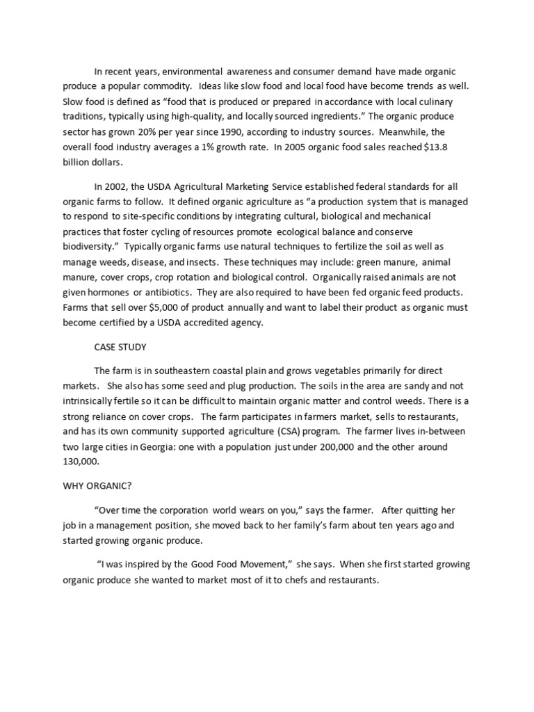 Organic Farm Example One Pdf Organic Farming Agriculture