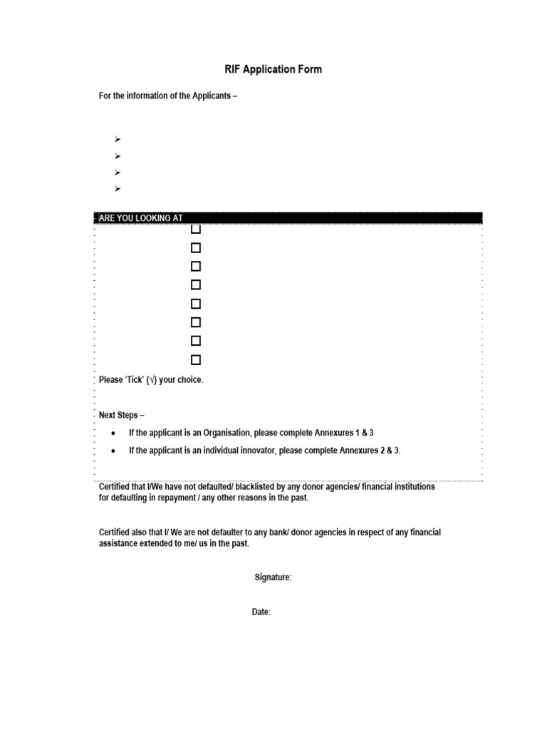 RIF Innovation Application Form Guide | PDF | Innovation | Economies
