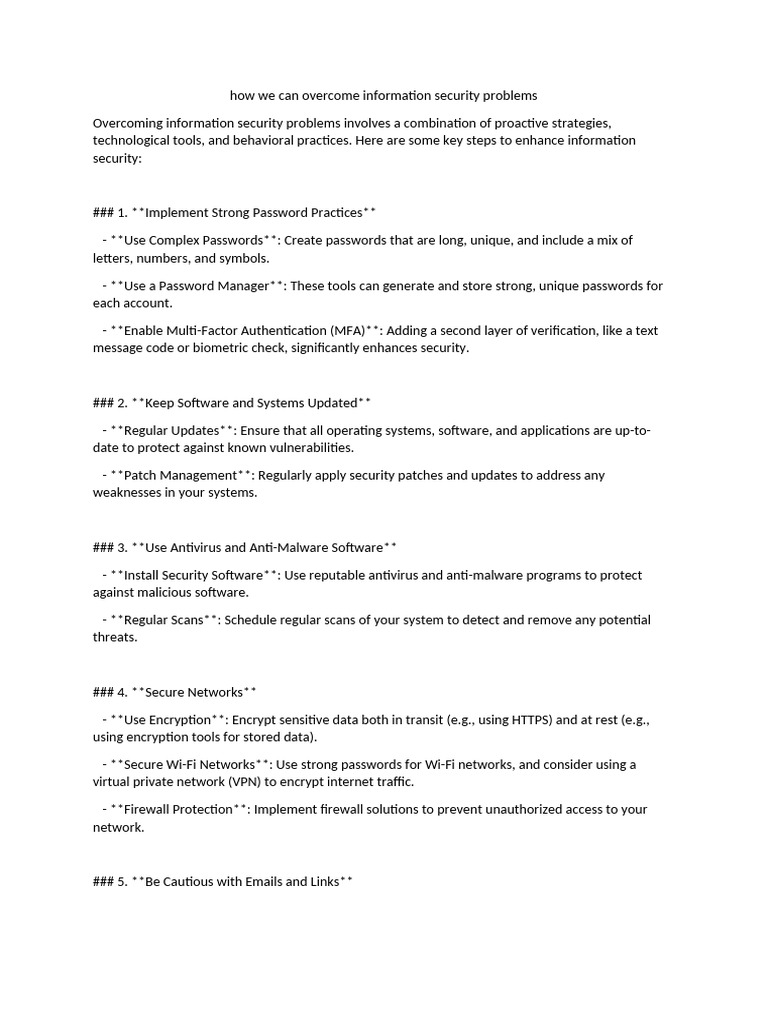 Strategies to Overcome Information Security Issues | PDF | Security ...